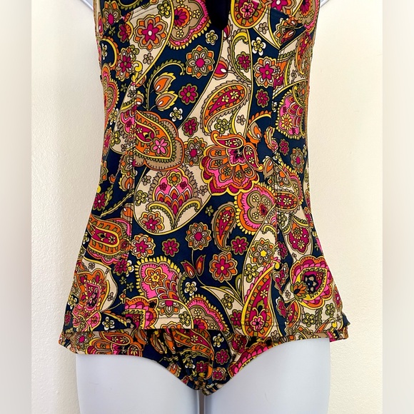 POPINA Paisley 50s Inspired Bathing Suit / S - Picture 4 of 9
